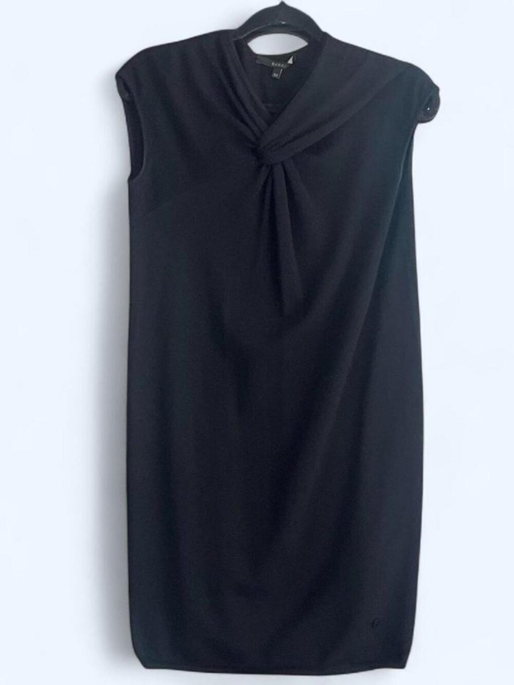 GUCCI Black Wool Scarf Neck Shift Dress XS Made in Italy